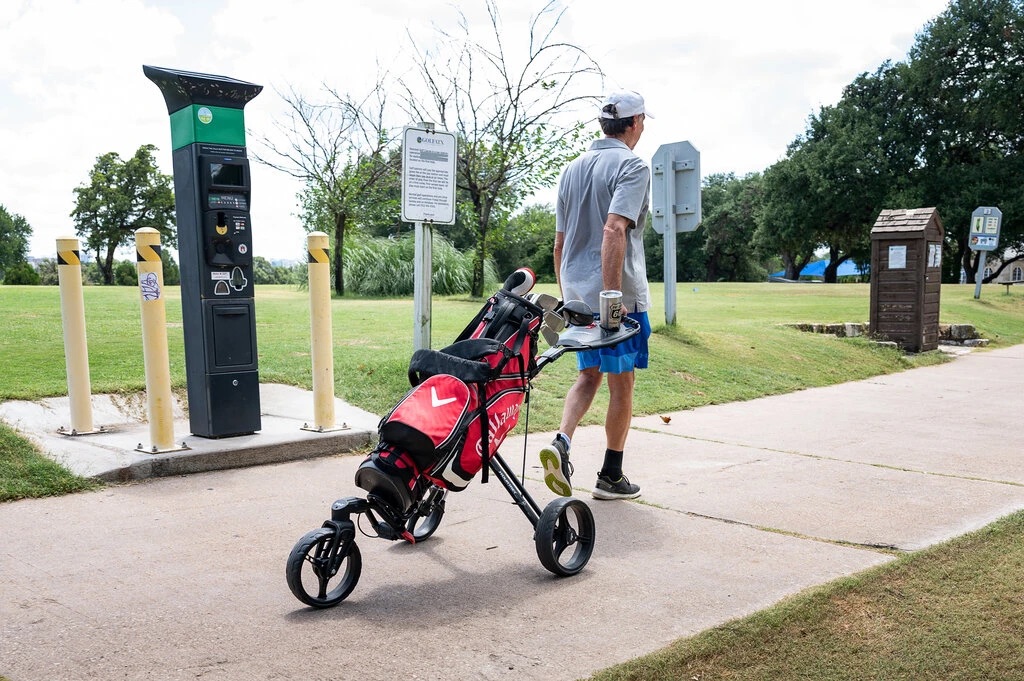 Photo of a parking meter used to pay for golf