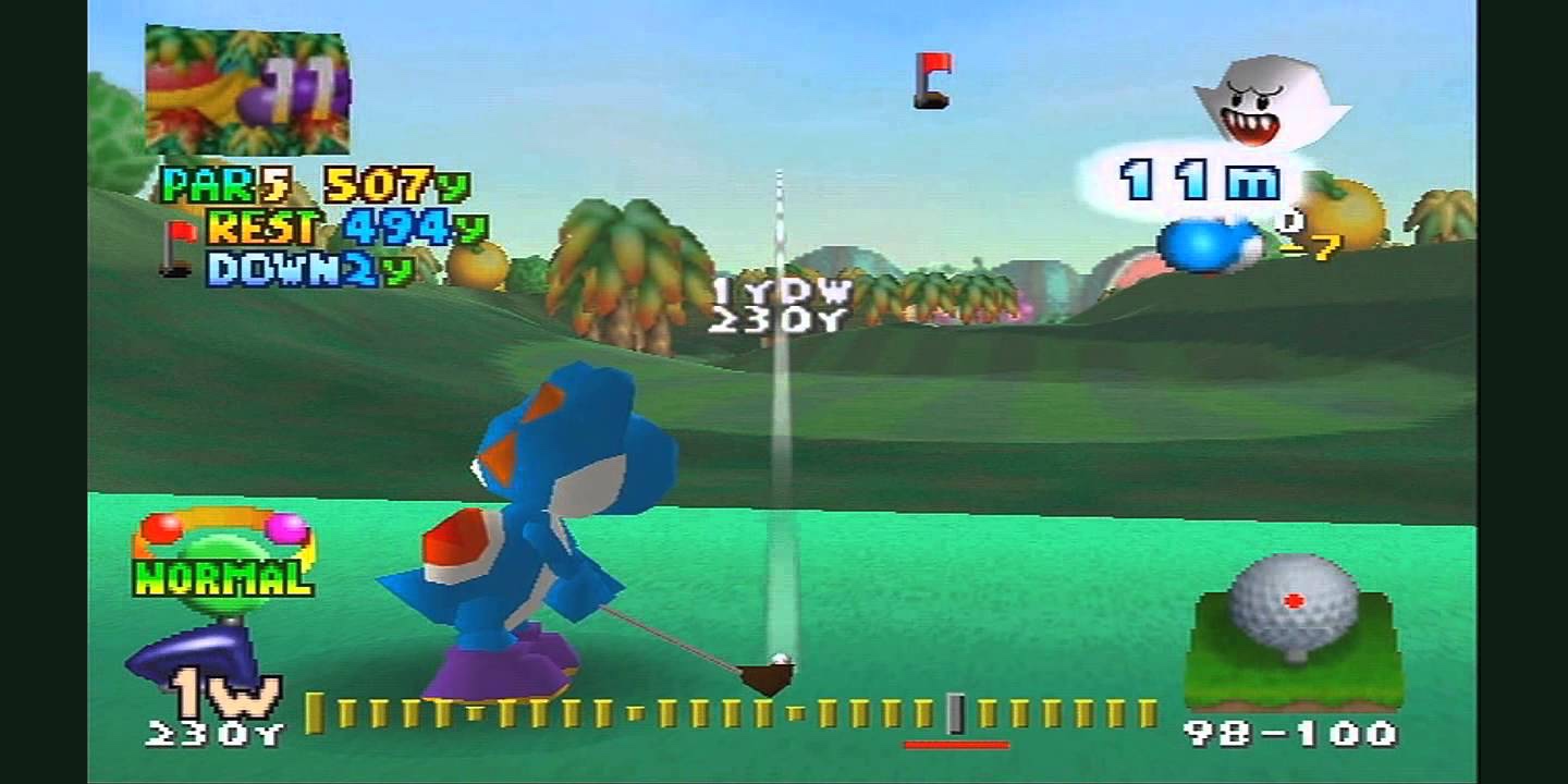 Red tee markers on a tee box